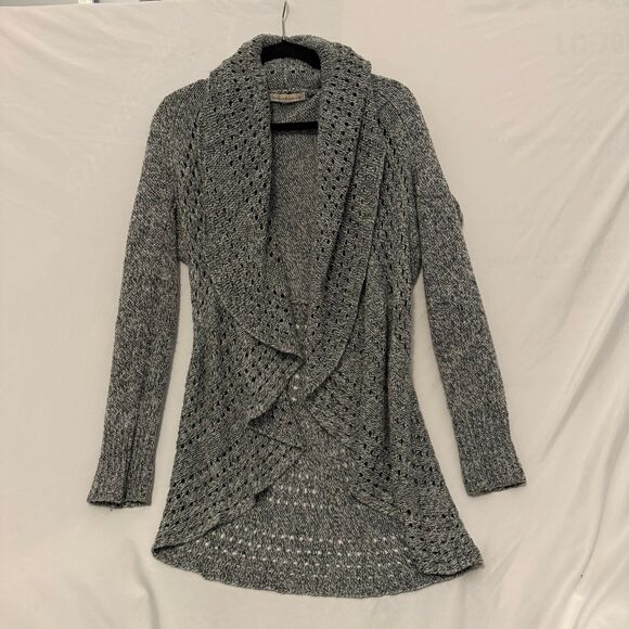 Debbie Morgan Open Front Crochet Style Shawl Cardigan Gray Women's Size Medium - Picture 10 of 10